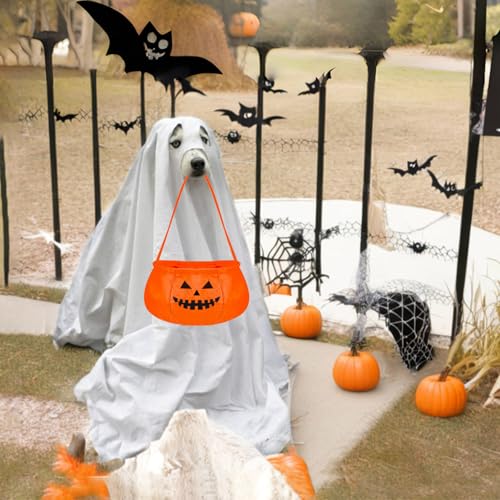 Disfraz Halloween Fantasma con Cubo Calabaza para Perro miniatura 6