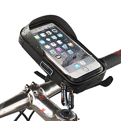 MOOZO Bike Handlebar Bag, Universal Waterproof Cell Phone Pouch Bicycle & Motorcycle Handlebar