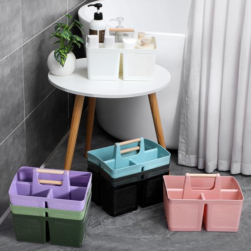 Image of Plastic Shower Caddy, Portable Shower Basket with Handle, Dark Green