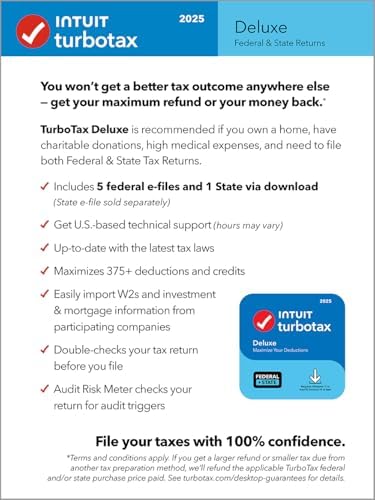 TurboTax Deluxe Desktop Edition 2025, Federal & State Tax Return [Win11/Mac14 Download] - 2