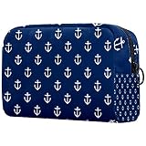 Kosmetiktasche mit Anker-Motiv, Marineblau, für Reisen, tragbare Kulturtasche für Mädchen, Frauen