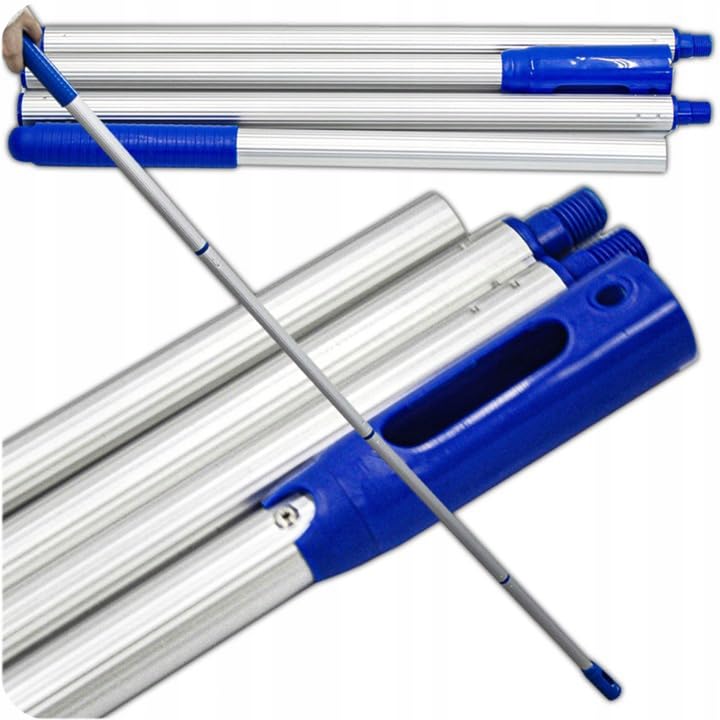 KRUMAD Teleskopstange Pool 153 cm, Aluminium Kescherstange für Poolkescher, Feinmaschige Reinigung, Poolzubehör, Leicht & Verstellbar, Kompatibel mit Poolsauger & Kescher