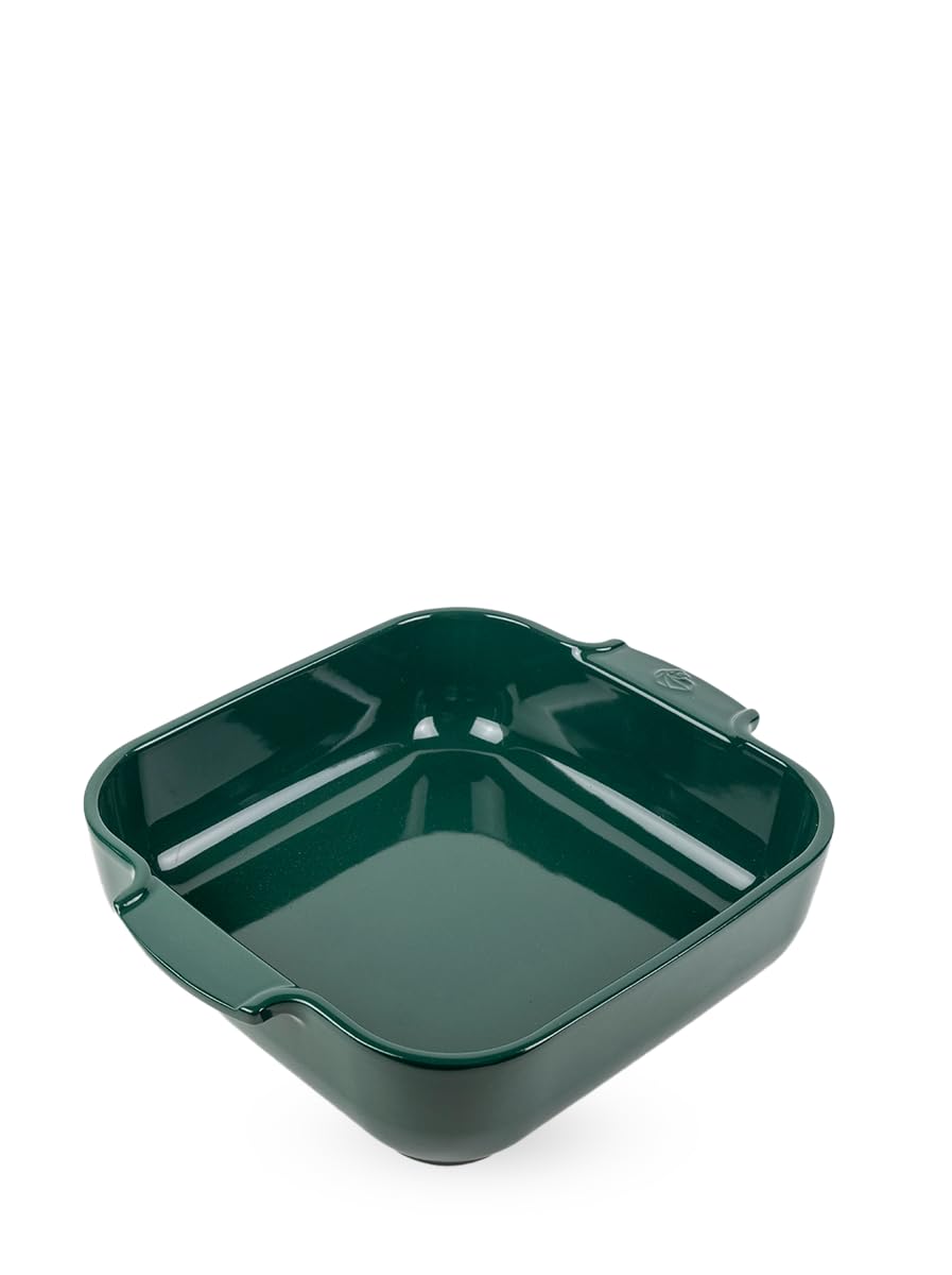 PEUGEOT - Quadratische Auflaufform Appolia 28 cm - Keramik - Waldgrün | 100% natürliche Materialien - Hochgebrannte Emaille - 10 Jahre Garantie