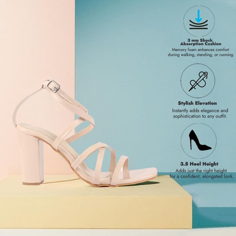 Image of FAUSTO Women Open Toe Quilted Block Heel High Ankle Adjustable Backstrap Slipper Sandals | Soft Padded Insole | Western Outfit Gladiator Sandals