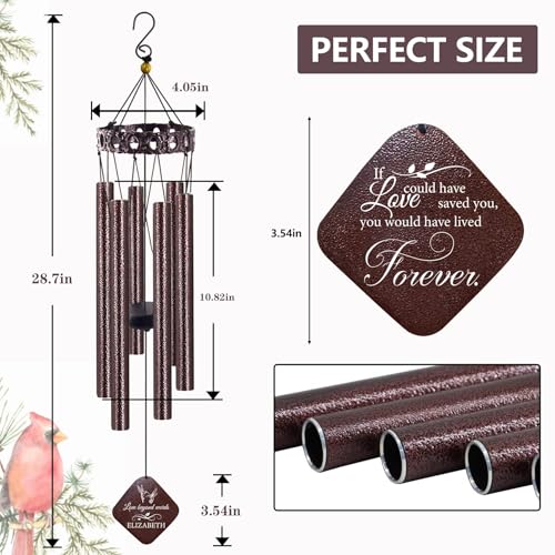 Image of ASTARIN Personalized Memory Wind Chimes, Wind Chime in Memory of Loved One, Bereavement Metal Outdoor Wind Chime 28 inch, Customized Sympathy Gifts for Women /Man