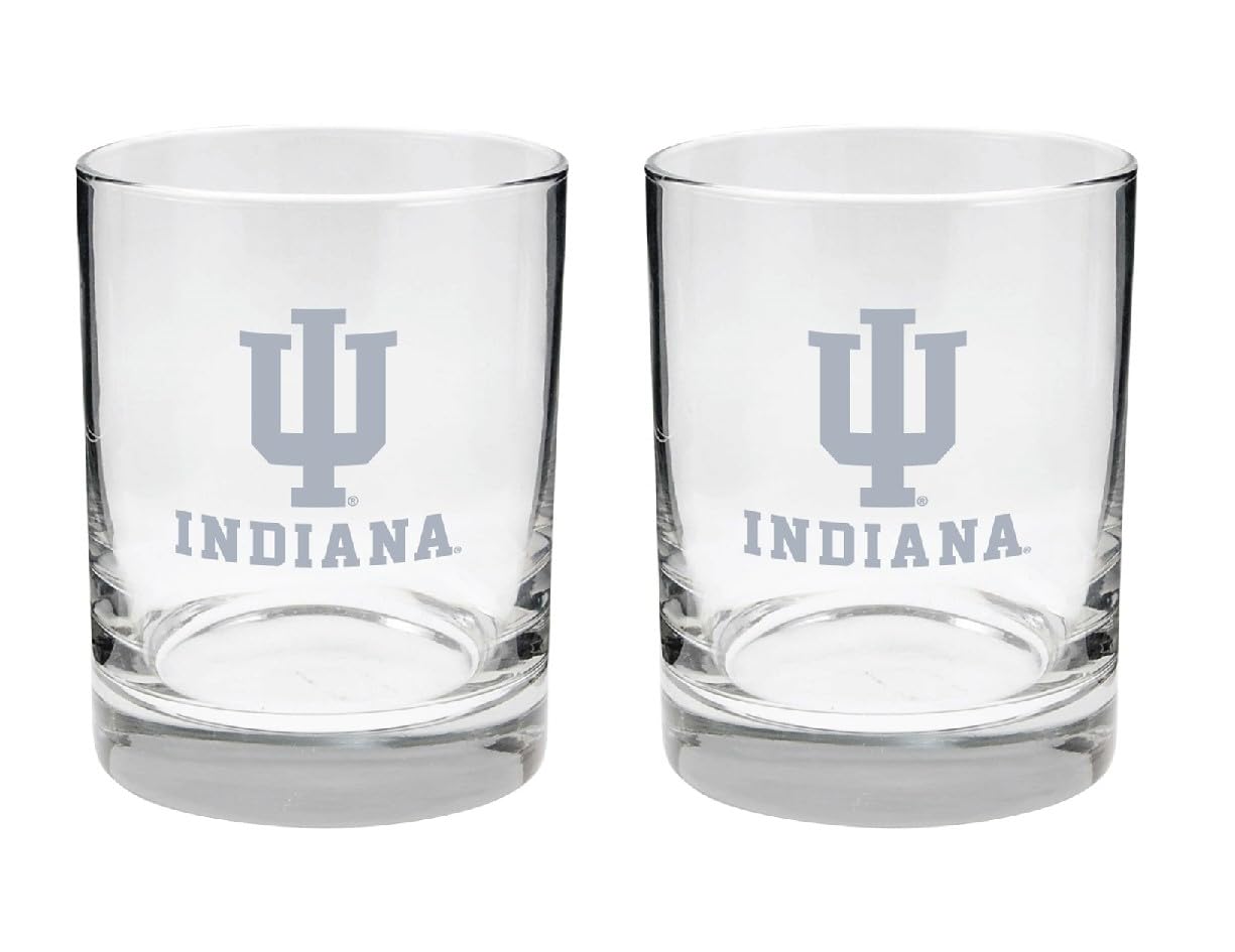 Indiana Hoosiers 2-Sided Satin Finish Rock Glass Set of 2 14oz