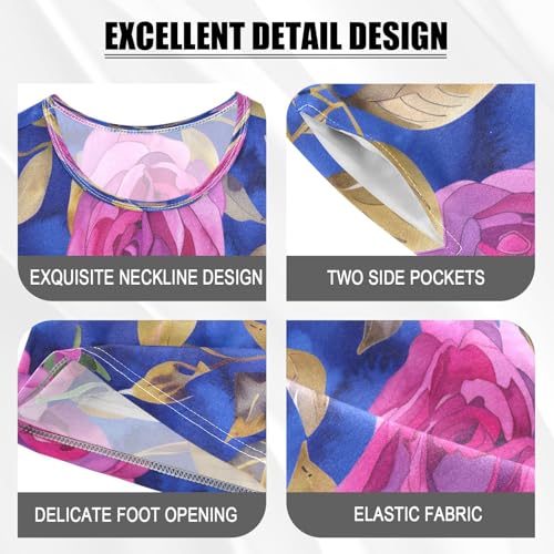 senya Short Sleeve Pajamas Sets Summer Cotton Sleepwear Bright Pink Roses4