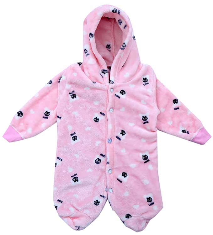 Image of ICABLE Baby Boys Baby Girls Infants Kids Shearing Velvet Full Sleeves Winter Wear Romper Set Overall Set