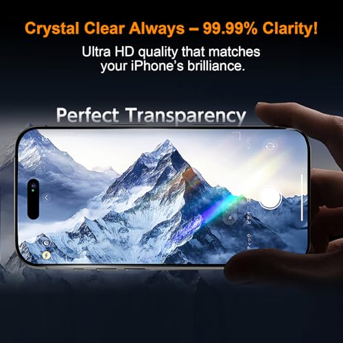 Image of OneFish Screen Protector for iphone Pro Max 16, Airbag Edge Protection, HD Clarity Tempered Glass Film with Installation Frame, 9H Glass Scratch Resistant, Easy Installation, 2Pack
