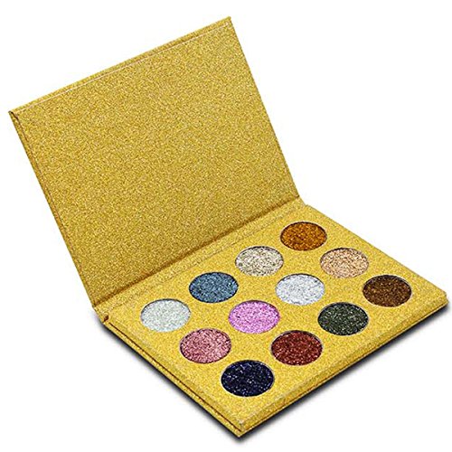 Glitter Eyeshadow Makeup Palette,Vodisa 12 color Pressed Glitter Powder Palette Long-Lasting Metallic Shimmer Eye shadow Pallet Eye Makeup Glow Highly Pigmented Mineral Pressed Glitter Cosmetic Makeup