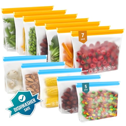 Bolsas de sándwich reutilizables herméticas, pack de 12 sin bisfenol de 3,8L 8