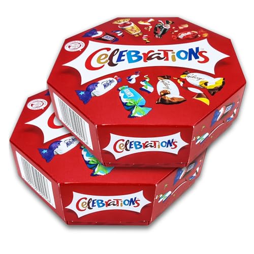 2 er Pack Celebrations 2 x 186g Geschenkverpackung mit einzeln verpackten Schokoladen-Pralinen 8-fach sortiert. Inkl. Servierschalen-Funktion.