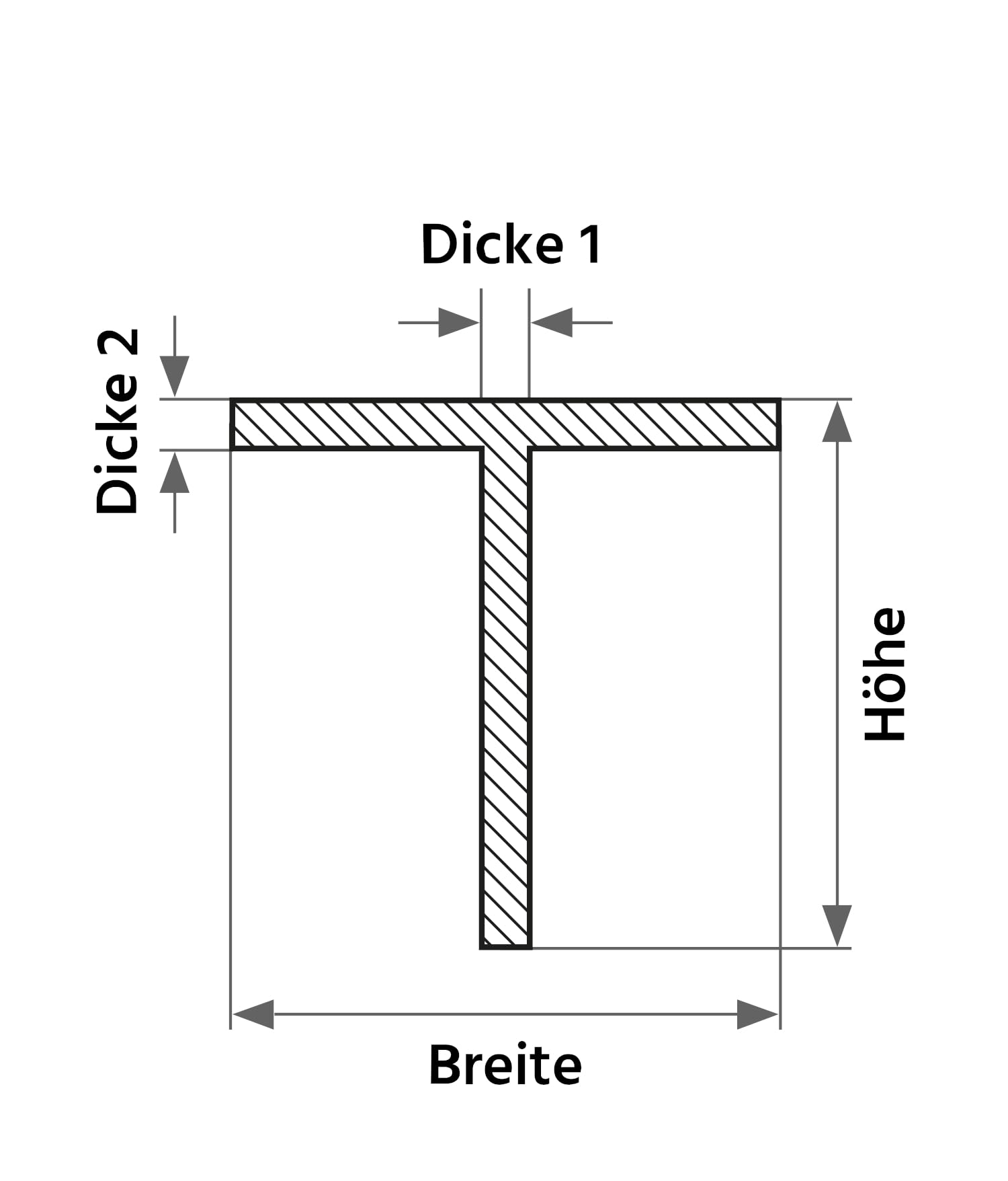 Perfil en T de aluminio | AlMgSi0,5 | EN AW-6060 | pulido/en bruto | 80 x 80 x 4 mm | Longitud: 2.000 ± 5 mm