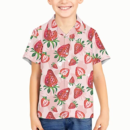 Casual Hawaiian Shirts for Boys Lapel Short Sleeve Button Down Aloha Shirt Men Tropical Summer Beach Kids Shirt for Holiday3