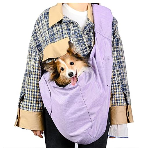 ARELLA Dog Sling Carrier for Small and Medium Dogs 10-20 lbs with Comfortable Adjustable Padded Shoulder Breathable Mesh for Travel Hands Free Daily Walk Outdoor Activities PDS07PU