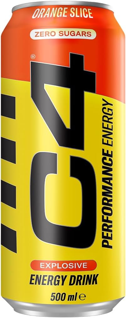 C4 Performance Energy Drinks Orange Slice 500ml (12 pack) | Sugar Free Energy Drink with 160mg Caffeine, 250mg Betaine, 1050mg Taurine | Low Calorie Fizzy Drinks for On the Go Energy and Focus