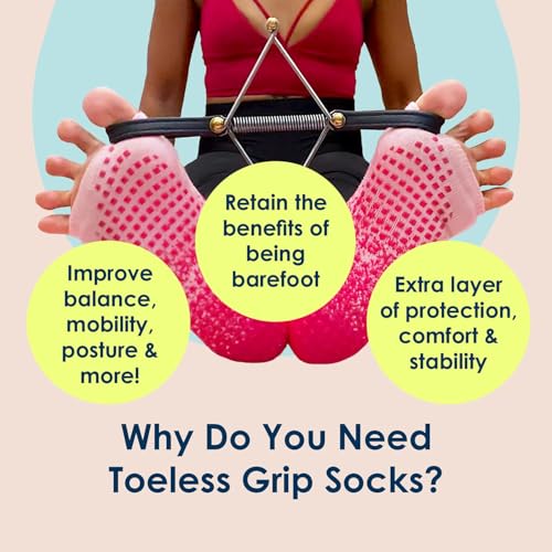 Image of Tucketts Allegro Toeless Pilates Socks with Grips for Women, Non-Slip Open-Toe Grip Socks for Yoga, 2 Pack