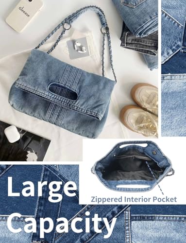 Denim Purses For Women Blue Jean Purse Crossbody Bags Retro Shoulder Bag With Adjustable Chain Strap Handbag Hobo Bag3