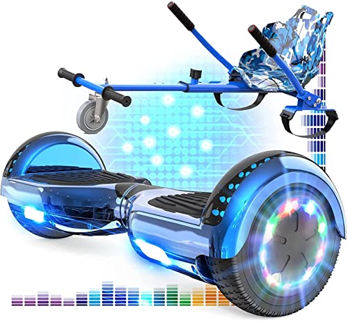 RCB Hoverboard 6.5' Overboard y Hoverkart con Bluetooth Hover Board con Luces Led Asiento Sólido, Regalo para Niños