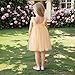 Miipat Baby Girl Tulle Dress Sleeveless Toddler Birthday Party Dress Floral Sundress with Headband(Beige,12-18M)