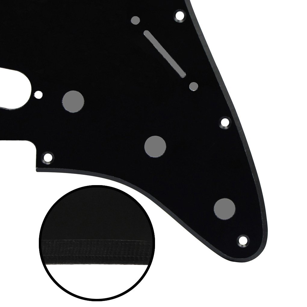 FLEOR 11 Hole SSS Pickguard Scratchplate for USA/Mexican Made Standard Modern ST Style Electric Guitar Replacement,Black 1ply - Image 4