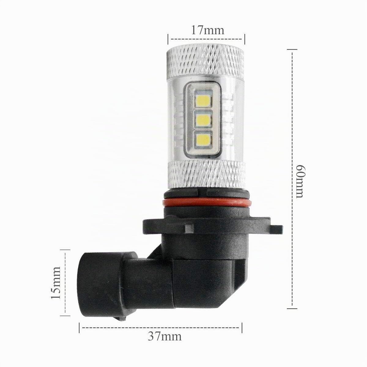 Riloer Bombillas LED para Coche, 2 Piezas 80W HB4 9006 Bombillas para Faros Delanteros/Antiniebla para Vehículos, Camiones, Furgonetas, SUV, ATV con 15 LED, Súper Brillantes, Luz Blanca