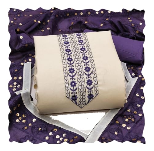 Image of HMP Fashion Womens Bombay Cotton Embroidery Tie Cotton Unstitch dress Material With Chanderi lace bordered Dupatta