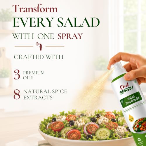 Image of ChefSPRAY Salad Dressing Oil Spray | Triple Cold-Pressed Oils (Avocado, Olive & Sunflower) | Zesty Mediterranean Herbs | 4 Kcal Per Spray | Preservative-Free | For Salads, Pasta, Roasting & Air Frying