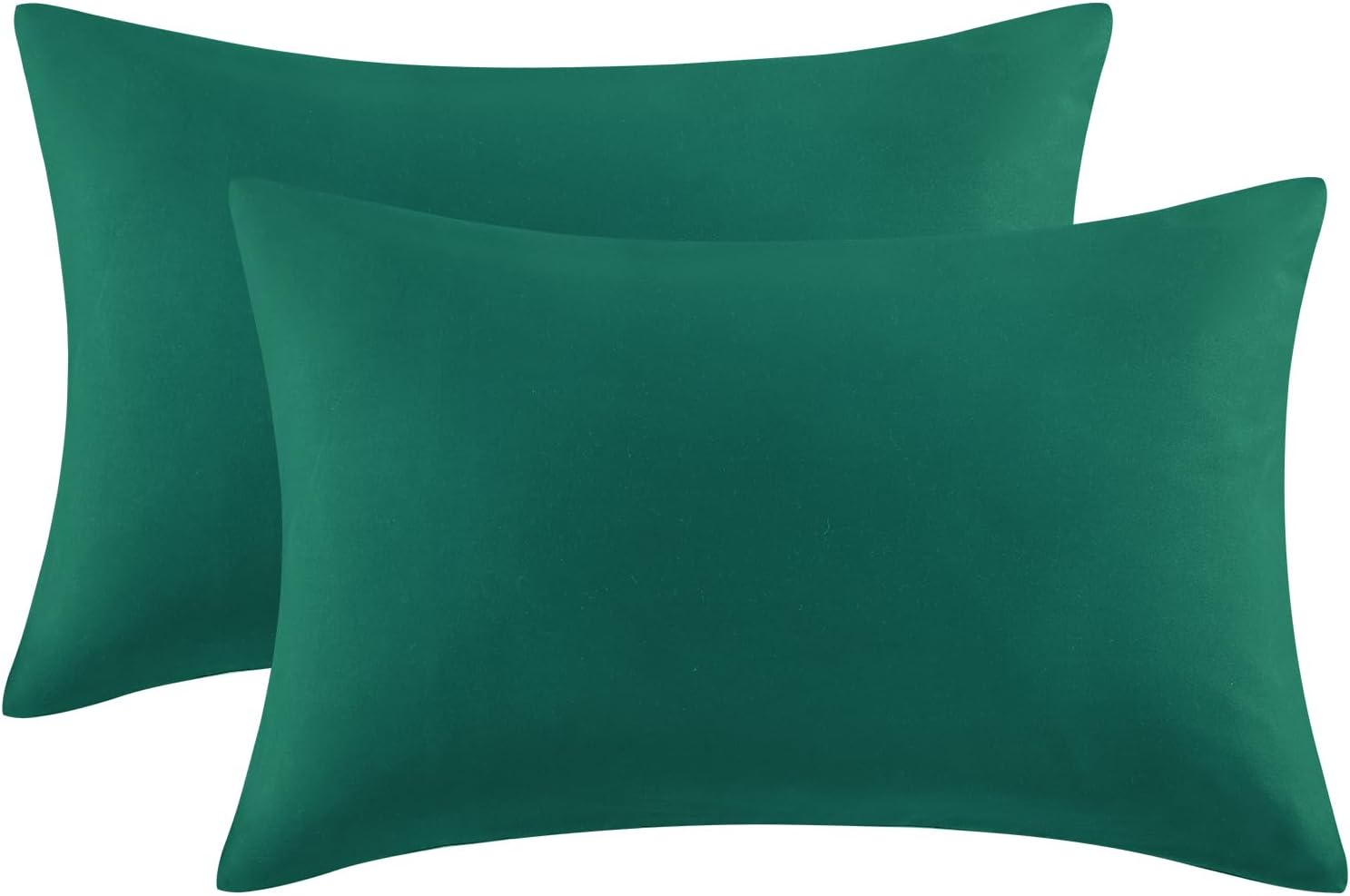 Aisbo Green Pillow Cases 2 Pack - Dark Green Standard Plain Pillowcases Set of 2, Soft Microfiber Pillow Cover with Envelope Closure 50x75 cm