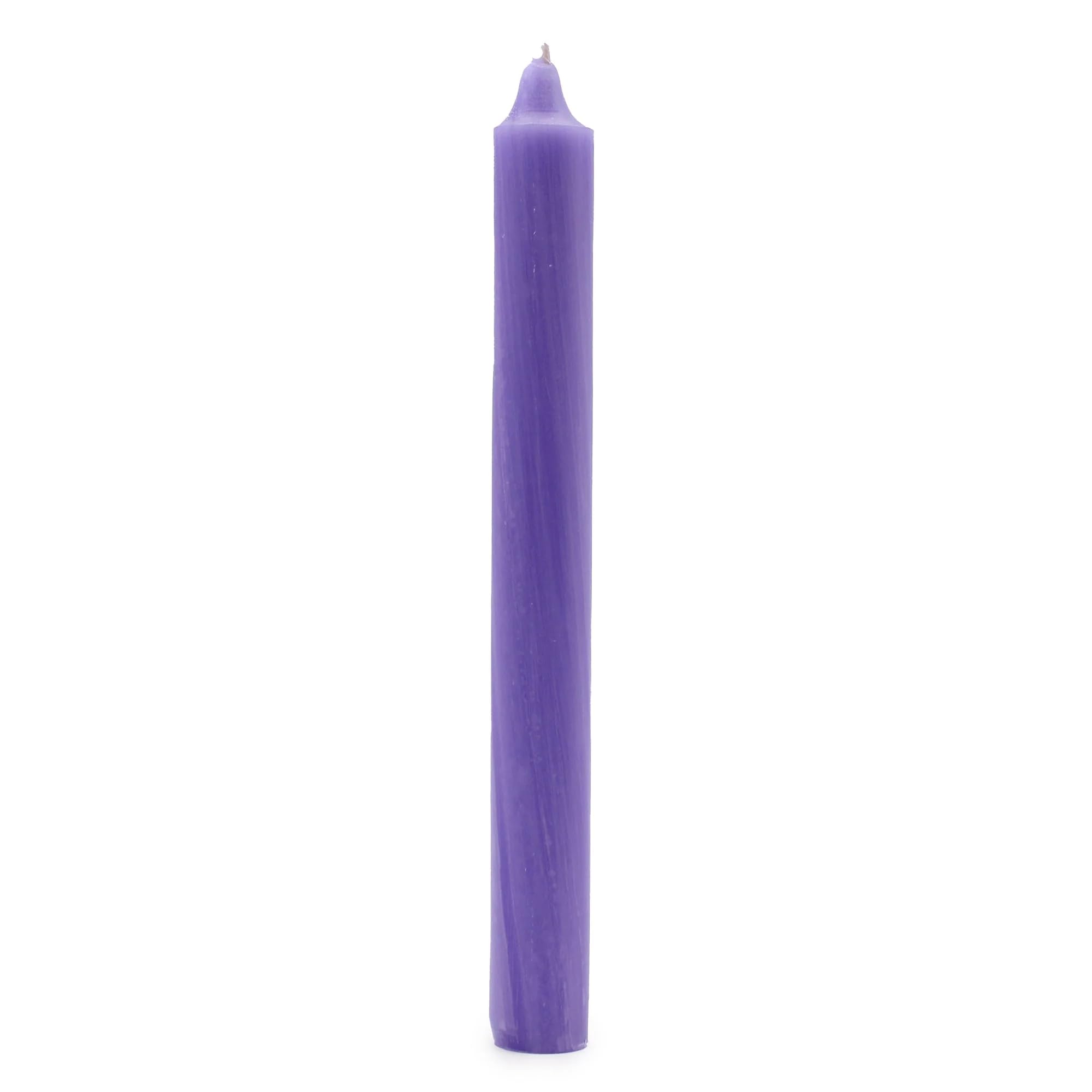 Ancient Wisdom Solid Colour Dinner Candles, Pack of 5 Handmade Taper Candles 20cm x 2cm Rustic Lilac Unscented - Image 2