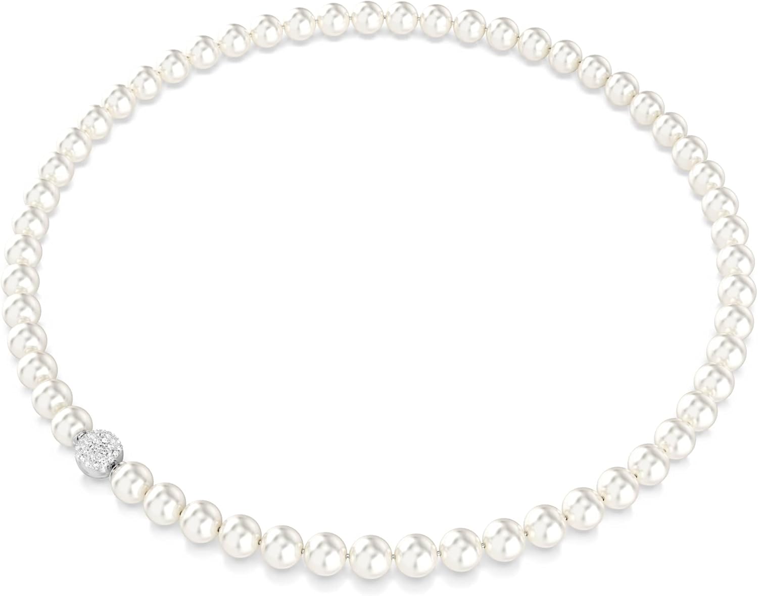 Swarovski Matrix necklace, Crystal pearl, White, Rhodium plated