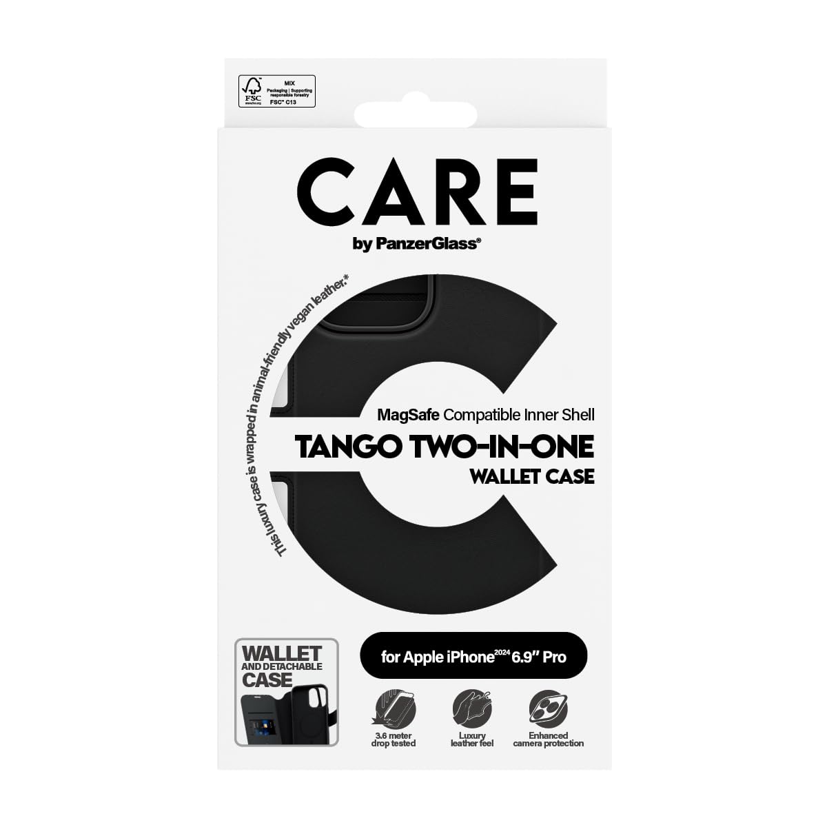 CARE BY PANZERGLASS® Wallet Case for Apple iPhone 16 Pro Max Luxurious leather-like feel, RFID Blocking - Image 4