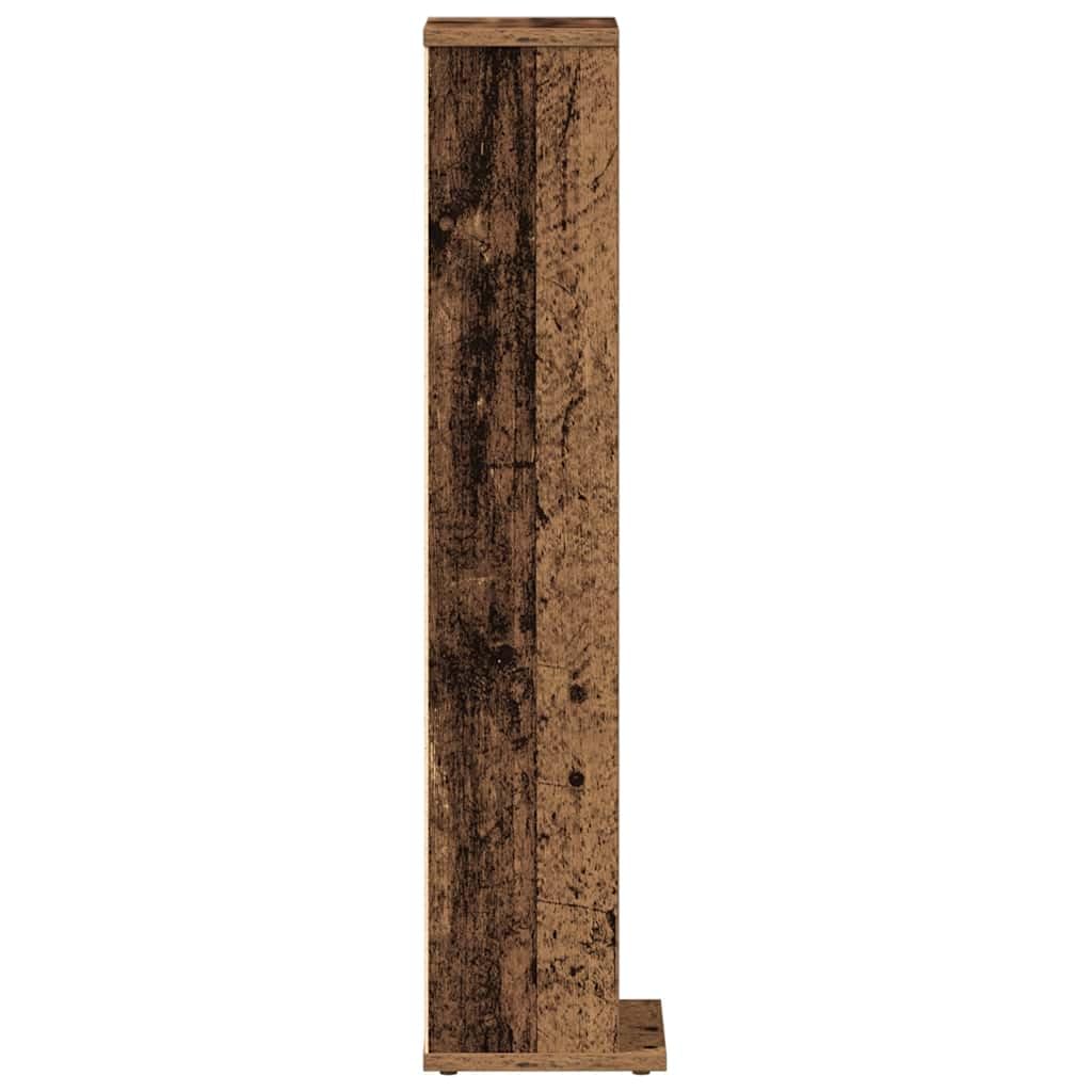 Scaffale per CD, effetto legno anticato, 21 x 20 x 88 cm, con molto spazio per CD, DVD e accessori, adatto per soggiorno, ufficio o camera da letto, struttura robusta e stabile