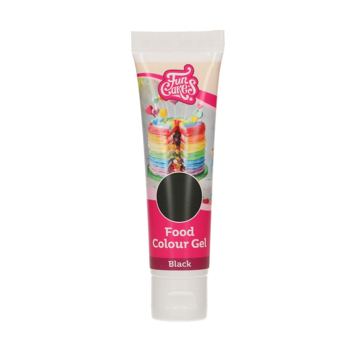 FunCakes Food Colour Gel Black: Highly Concentrated Food Colouring for Batter, Cream, Fondant, Marzipan, Dough. Single Drips to Create Vibrant Colours. Halal. 30 g.