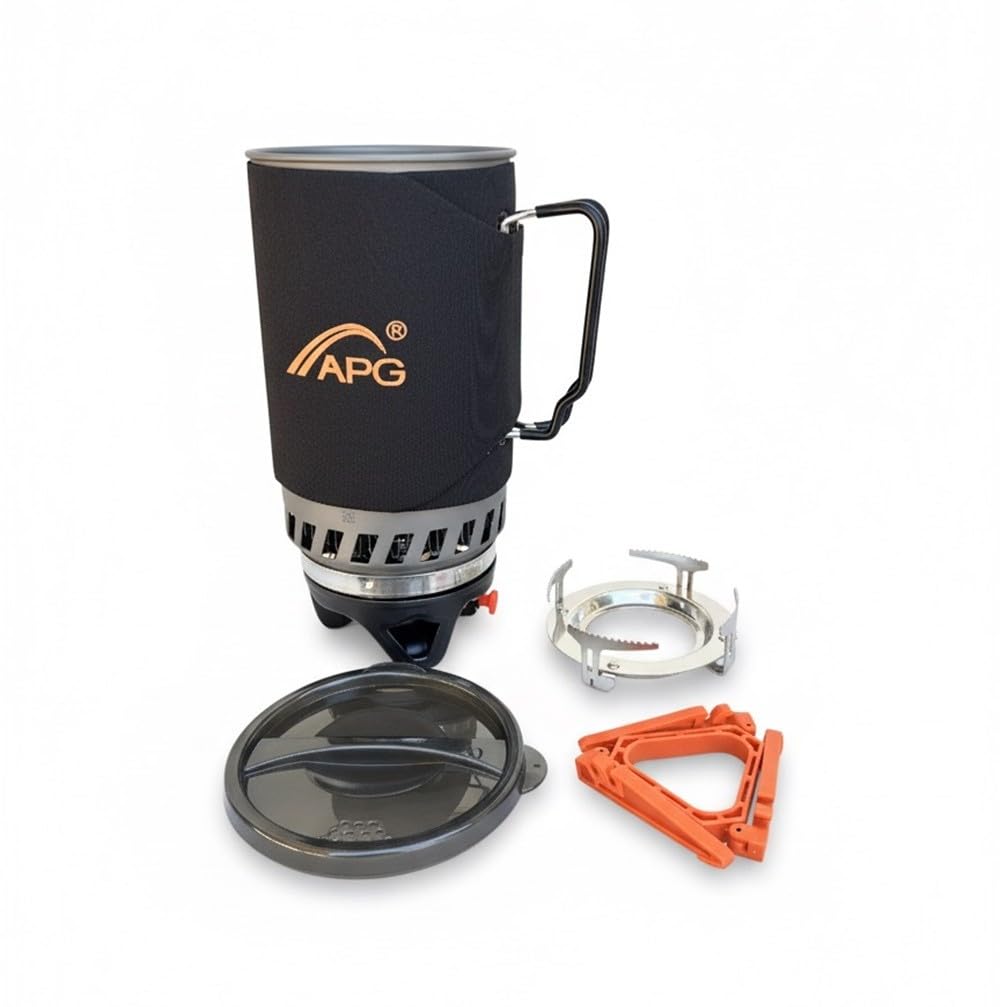TENKE Backpacking 1000W 1.1L Sistema de cocina portátil a gas, sistema de cocción al aire libre, quemador de chorro con encendido piezoeléctrico, ideal para senderismo, camping, pesca, viajes por