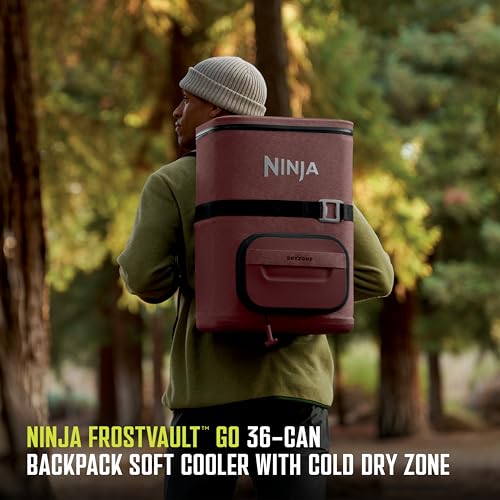 Image of Ninja FrostVault Go Can Soft Cooler, 24 /36 Can, Leak Proof, Built-In Cup Holder, 2 Ice Packs & Dry Storage Drawer, Polyester Insulation, Hiking, Camping, Picnic