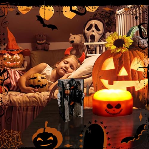 Statue squelette lecteur en résine phosphorescente pour décoration d'Halloween - 3