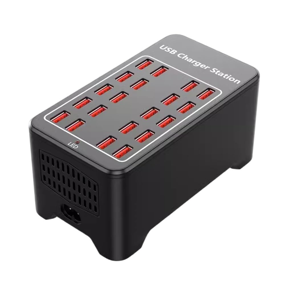 Rapide Chargeur, Station Hub de Chargeur USB Multi 300W, 60 Ports, Chargeur Mural à Charge Rapide,Chargeur USB Voyage/Haute Vitesse(100W 20 Port)
