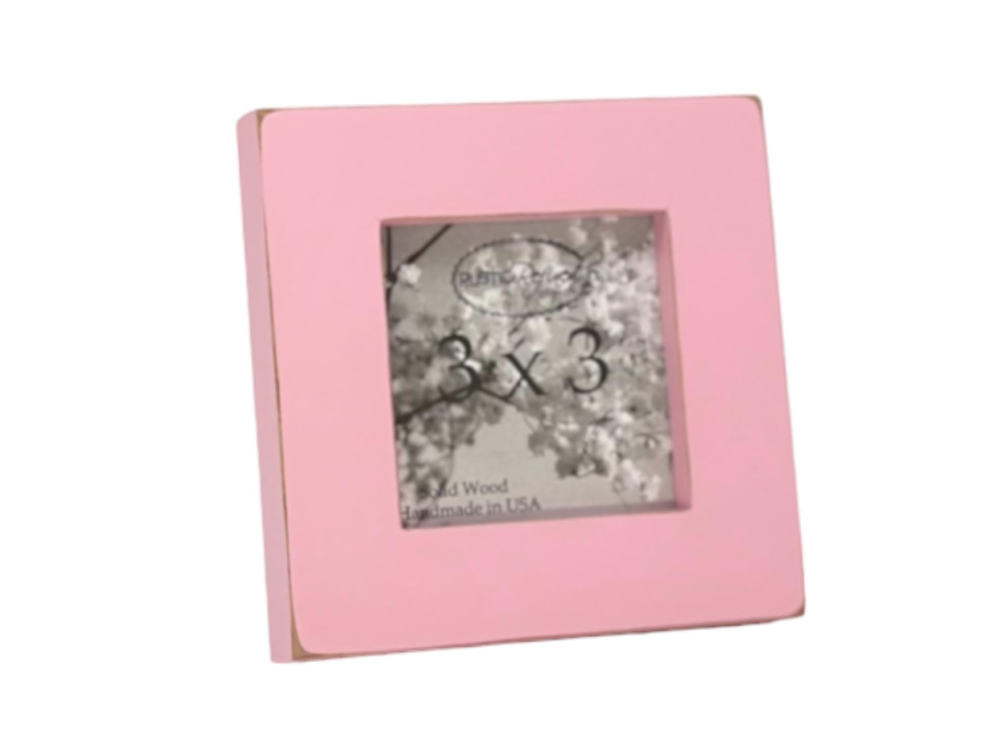 Rustic and Refined Design3x3 Solid Wood Made in USA Picture Frame with 1 Inch Border (Gallery Collection) - Petal Pink