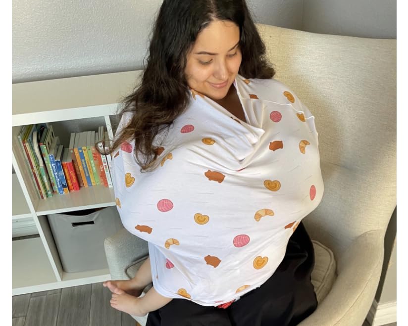 Miniatura 2 de Funda para asiento de automóvil para bebé, diseño de pan, funda multiusos para lactancia, privacidad de 360 para amamantar en público, regalo neutro