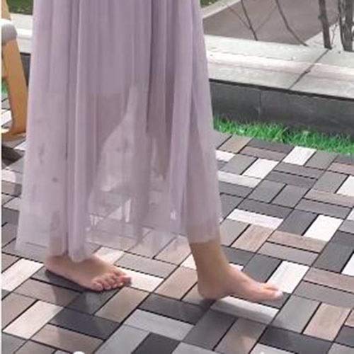 Waterproof Non-Slip WPC Patio Deck Tiles (4-Pack) - UV Resistant Outdoor Flooring for Garden, Pool, Balcony - All-Weather Durable Composite Decking Tiles