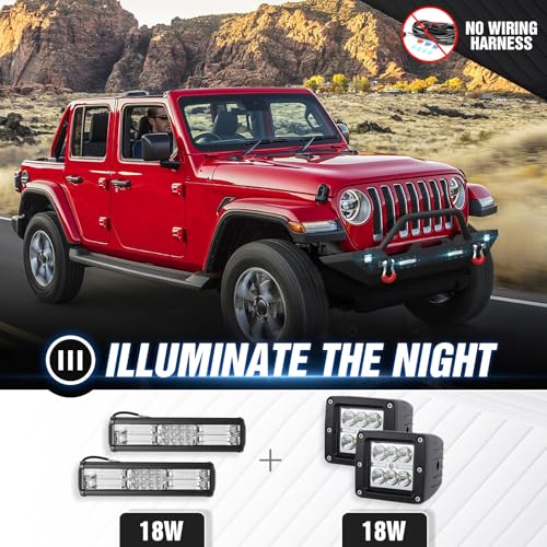 Image of YZONA for Wrangler JK JKU JL JLU & Gladiator JT Front Bumper Compatible with 2007-2026 Jeep Wrangler JK JL JKU JLU Unlimited & Gladiator JT 2 /4 Doors with Winch Plate, Bull Bar, LED Lights & D-rings