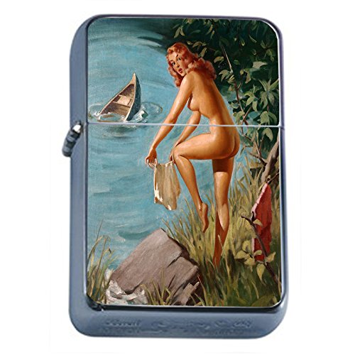 Encendedor metálico retro con caja de hojalata miniatura 1