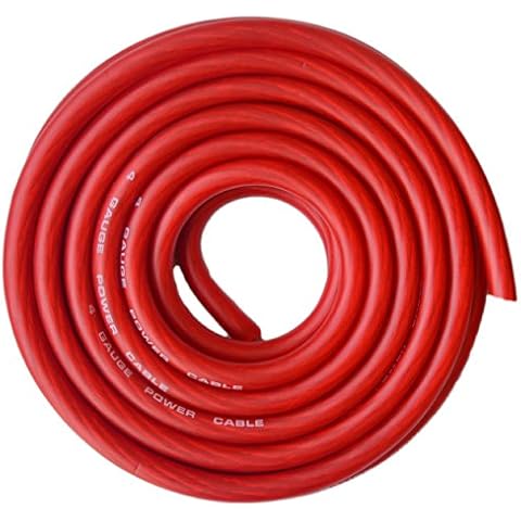 SoundBox Connected 4 Gauge Red Amplifier Amp Power/Ground Wire 25 Feet Superflex Cable 25' Cover