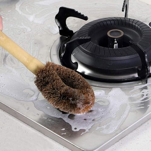 Image of 4 PCS Coconut Coir Dish Brush Household Cleaning