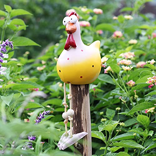 Xiao Chicken Garden Decor, Resin Rooster Yard Outdoor Garden Decor Sculptures Resin Chicken Sculptures For Farm Animal Patio Yard Lawn Decoration (Yellow) (001) #TOP3