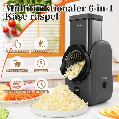 Electric Cheese Grater,Electric Salad Maker,Multi Grater, Fruit Cutter, Automatic Vegetable Chopper Slicer,Food Processor,for Cheese, Cucumber, Carrot,Black - Image 6