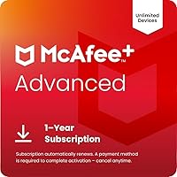 Vista 1 de McAfee + Advanced Individual 2023 Dispositivos ilimitados Protección avanzada de identidad y privacidad Suscripción de 1 año Código