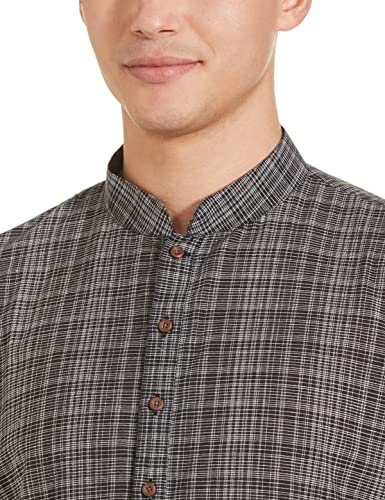 Image of Manthan Men's Cotton Full Sleeves Kurta, Mandarin Collar Ethnic Knee Length Kurta