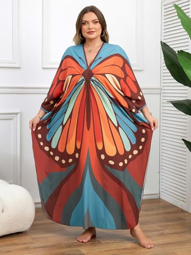Image of Kaftan Dress for Women - Plus Size Caftan Maxi Beach Dress Moo Moos Loungewear, Swimsuit Cover Up for Beach, Pool or Vacation